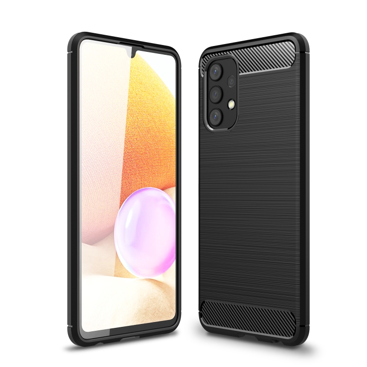 

For Samsung Galaxy A32 4G Brushed Texture Carbon Fiber TPU Case(Black)