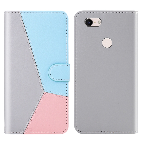 

For Google Pixel 3a XL Tricolor Stitching Horizontal Flip TPU + PU Leather Case with Holder & Card Slots & Wallet(Grey)