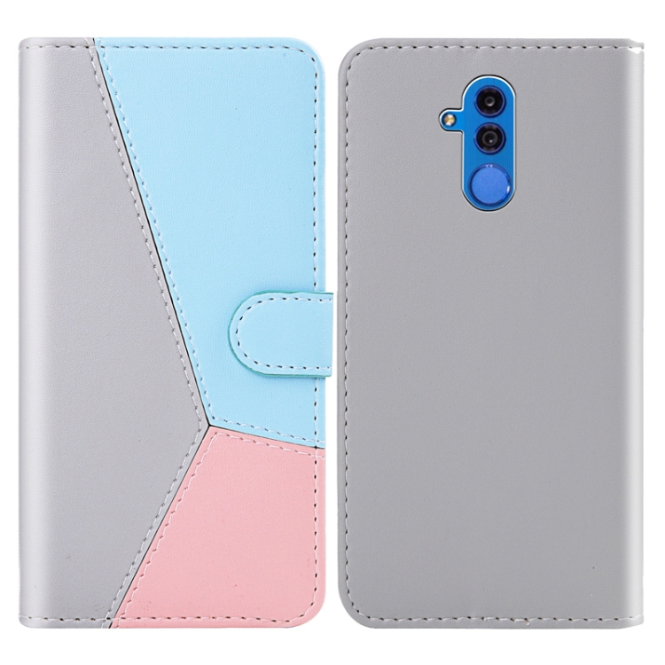 

For Huawei Mate 20 Lite Tricolor Stitching Horizontal Flip TPU + PU Leather Case with Holder & Card Slots & Wallet(Grey)