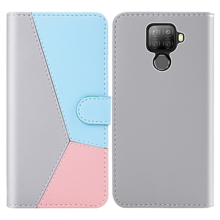 

For Huawei Mate 30 Lite Tricolor Stitching Horizontal Flip TPU + PU Leather Case with Holder & Card Slots & Wallet(Grey)