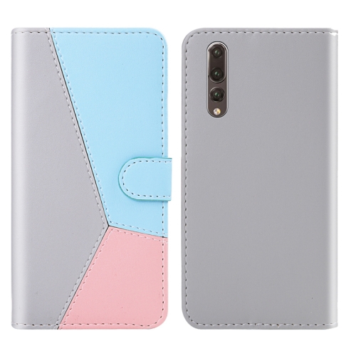 

For Huawei P20 Pro Tricolor Stitching Horizontal Flip TPU + PU Leather Case with Holder & Card Slots & Wallet(Grey)
