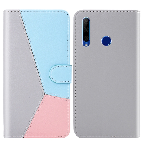 

For Huawei Honor 10 Lite Tricolor Stitching Horizontal Flip TPU + PU Leather Case with Holder & Card Slots & Wallet(Grey)