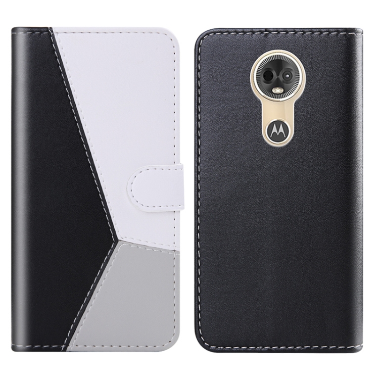 

For Motorola Moto E5 Play Tricolor Stitching Horizontal Flip TPU + PU Leather Case with Holder & Card Slots & Wallet(Black)