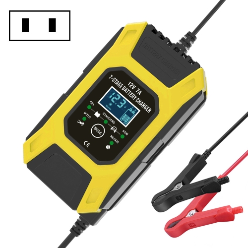 

FOXSUR Car / Motorcycle Repair Charger 12V 7A 7-stage + Multi-battery Mode Lead-acid Battery Charger, Plug Type:JP Plug(Yellow)