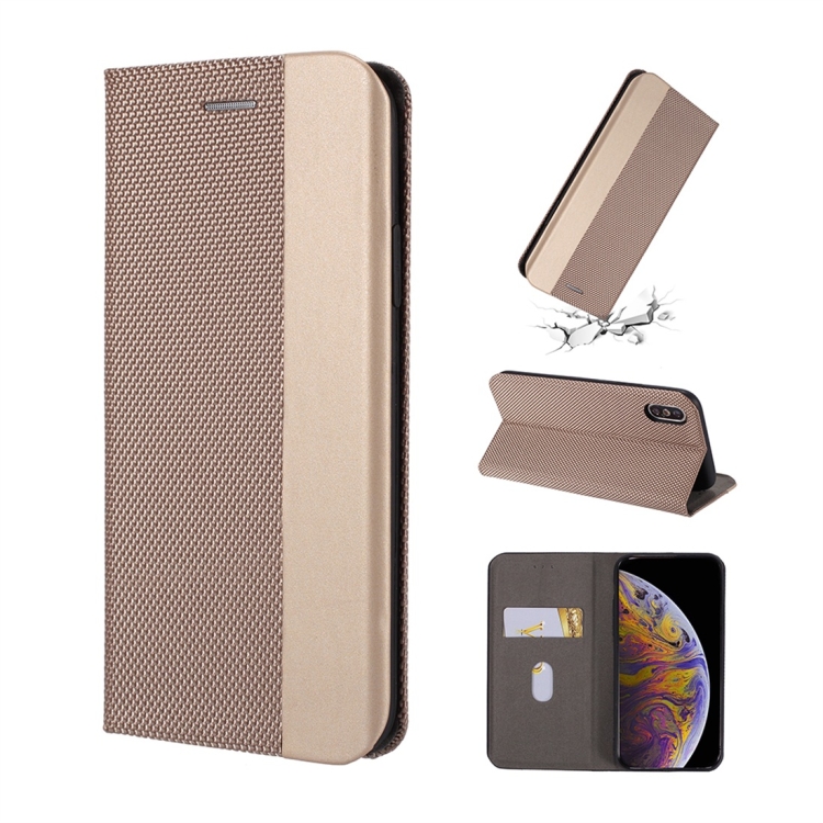 

For iPhone XR Ultrathin Shell Magnetic Horizontal Flip Leather Case with Holder & Card Slots(Gold)