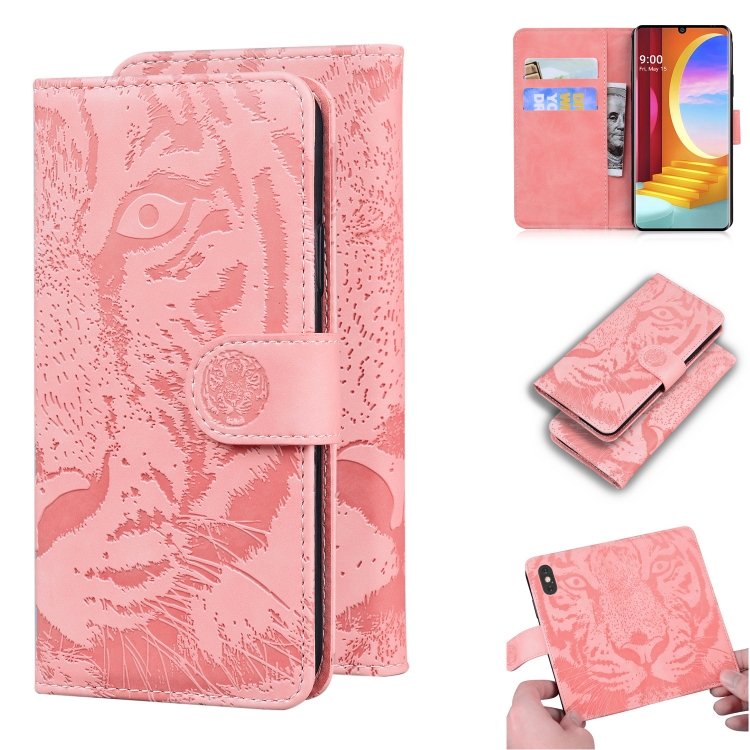 

For LG Velvet / G9 Tiger Embossing Pattern Horizontal Flip Leather Case with Holder & Card Slots & Wallet(Pink)