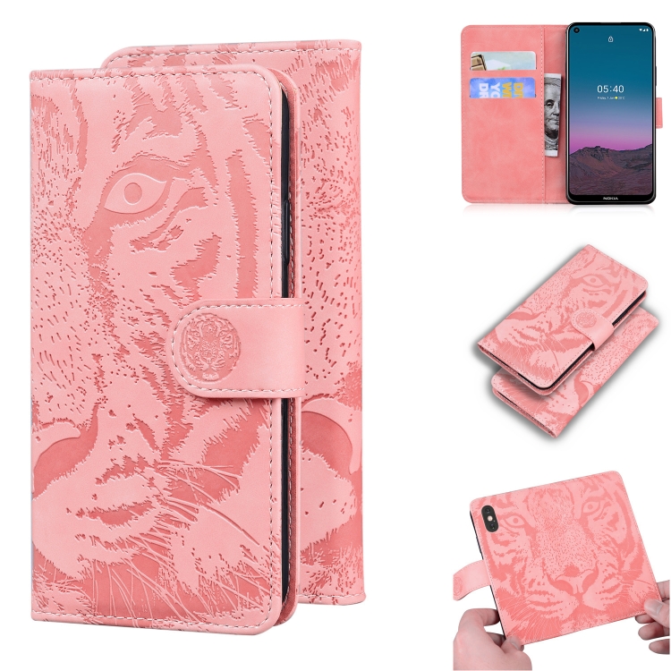 

For Nokia 5.4 Tiger Embossing Pattern Horizontal Flip Leather Case with Holder & Card Slots & Wallet(Pink)