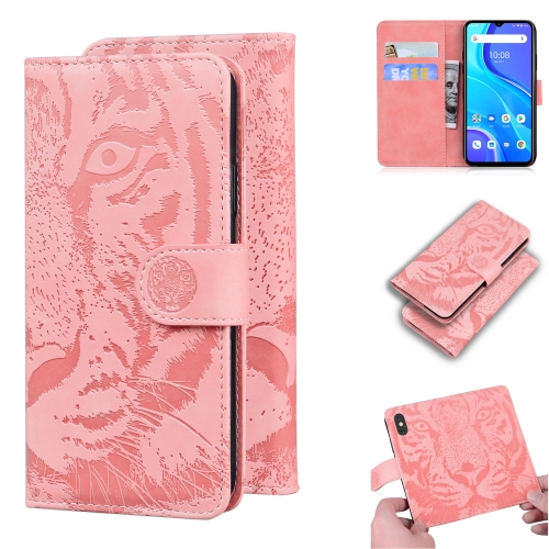 

For UMIDIGI A7S Tiger Embossing Pattern Horizontal Flip Leather Case with Holder & Card Slots & Wallet(Pink)