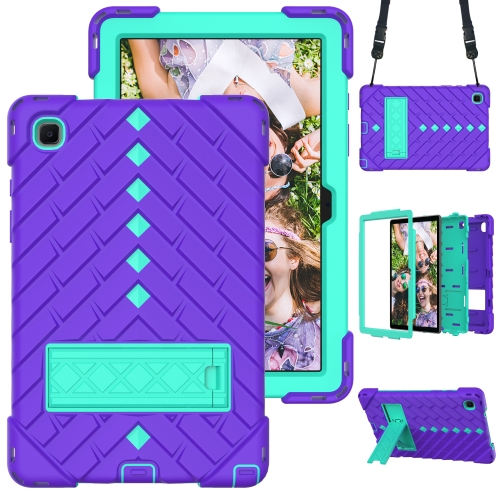 

Shockproof Rhombus Robot PC + Silicone Protective Case with Holder & Shoulder Strap For Samsung Galaxy Tab A7 10.4 (2020)(Purple+Mint Green)