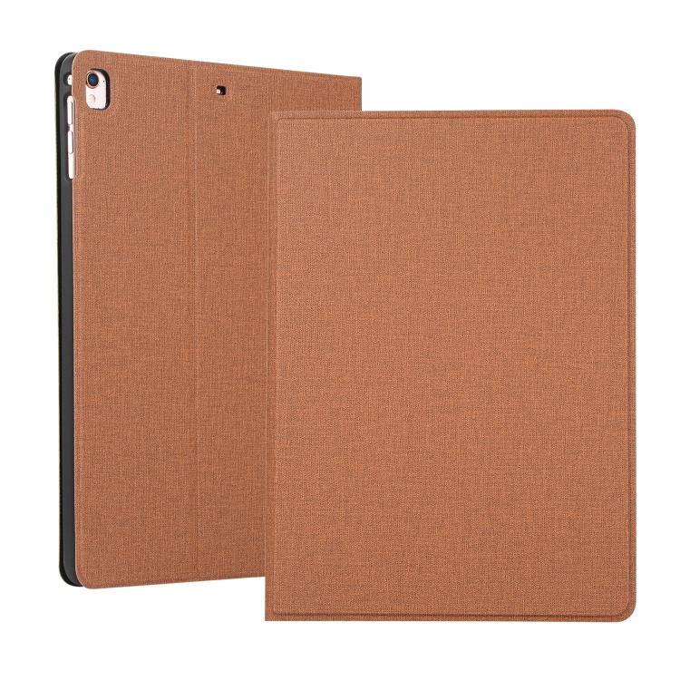 

For iPad 10.2 Voltage Craft Cloth TPU Protective Case with Holder(Brown)
