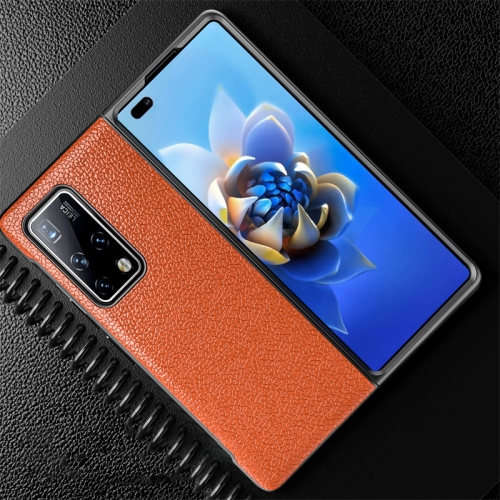 

For Huawei Mate X2 Litchi Texture Cowhide Leather + TPU Shockproof Back Cover Case(Orange)