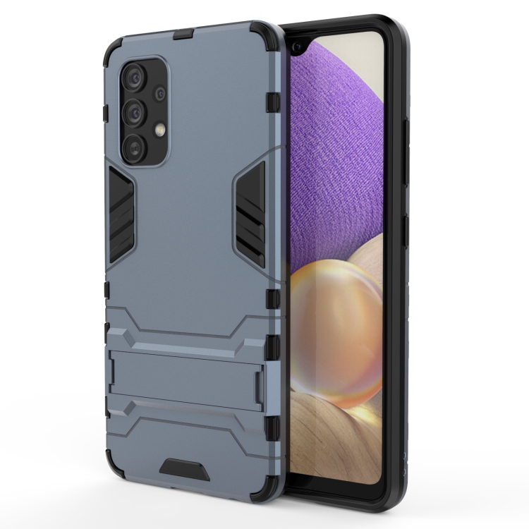 

For Samsung Galaxy A32 4G Shockproof Protective Case with Holder(Navy Blue)
