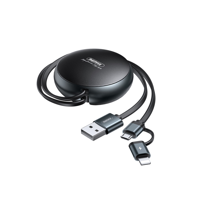 

Remax RC-182i 2A 2 In 1 8 Pin + Micro USB Creation Series Telescopic Charging Data Cable, Length: 90cm 8 Pin(Black)