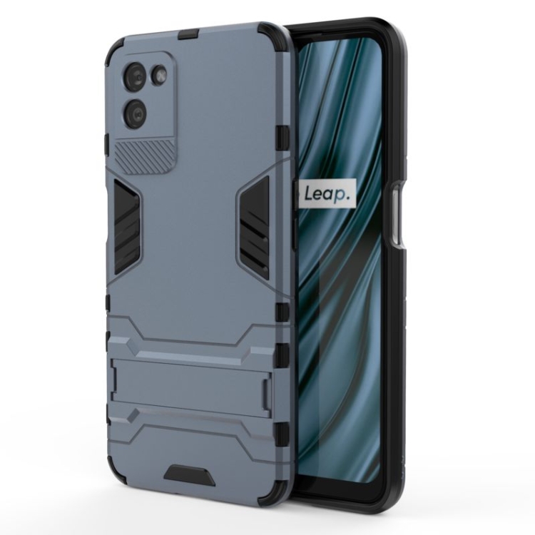 

For OPPO Realme V11 5G Shockproof Protective Case with Holder(Navy Blue)