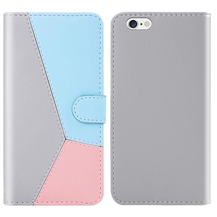 

For iPhone 8 / 7 Tricolor Stitching Horizontal Flip TPU + PU Leather Case with Holder & Card Slots & Wallet(Grey)