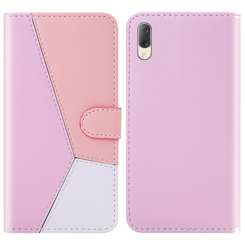 

For Sony Xperia L3 Tricolor Stitching Horizontal Flip TPU + PU Leather Case with Holder & Card Slots & Wallet(Pink)