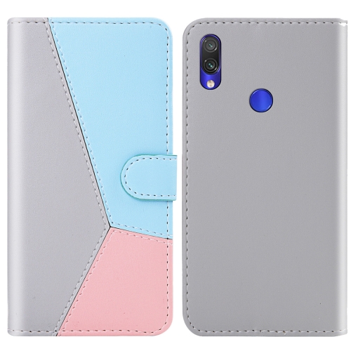 

For Xiaomi Redmi 7 Tricolor Stitching Horizontal Flip TPU + PU Leather Case with Holder & Card Slots & Wallet(Grey)