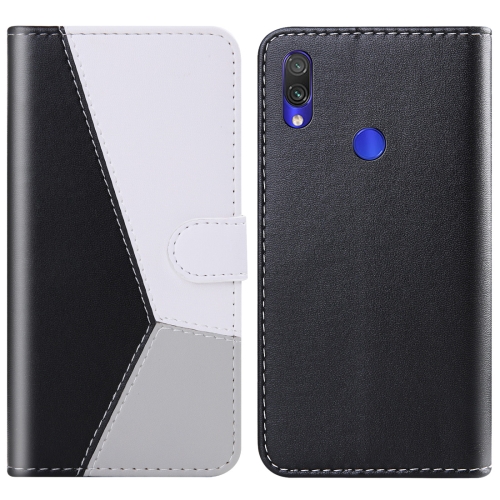 

For Xiaomi Redmi Note 7 Pro Tricolor Stitching Horizontal Flip TPU + PU Leather Case with Holder & Card Slots & Wallet(Black)
