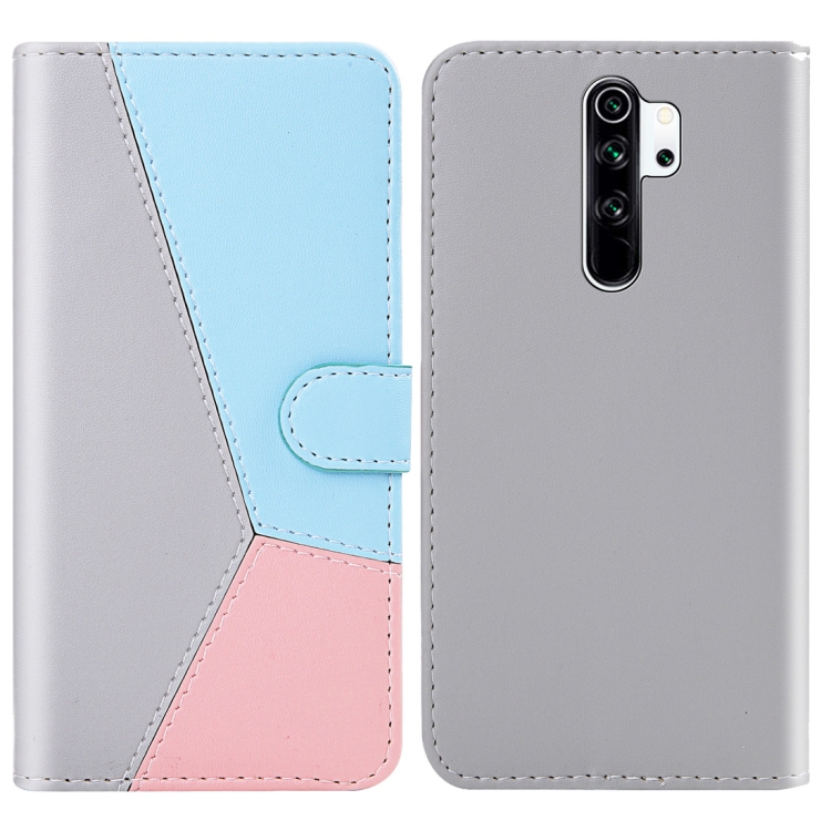 

For Xiaomi Redmi Note 8 Pro Tricolor Stitching Horizontal Flip TPU + PU Leather Case with Holder & Card Slots & Wallet(Grey)