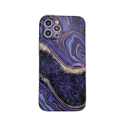 

Glossy Marble Texture Protective Case For iPhone 12 Pro(Dark Purple)