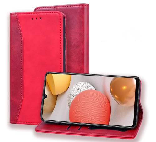 

For Samsung Galaxy A42 5G Business Stitching Horizontal Flip Leather Case with Double Folding & Bracket & Card Slots & Photo Frame & Wallet(Red)