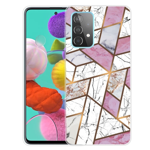 

For Samsung Galaxy A32 4G Frosted Fashion Marble Shockproof TPU Protective Case(Rhombus White Purple)