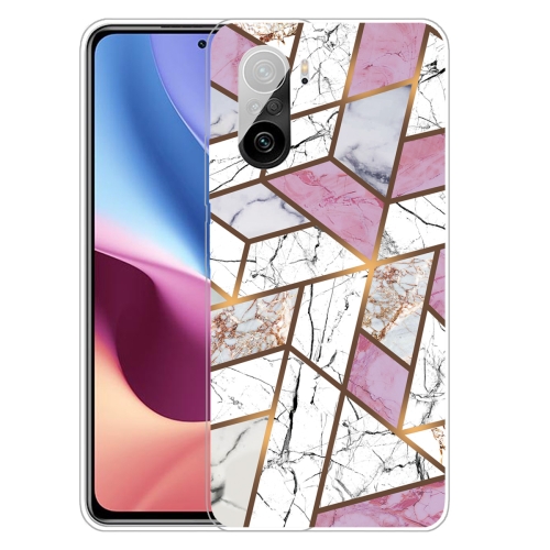 

For Xiaomi Redmi K40 Pro Max Frosted Fashion Marble Shockproof TPU Protective Case(Rhombus White Purple)