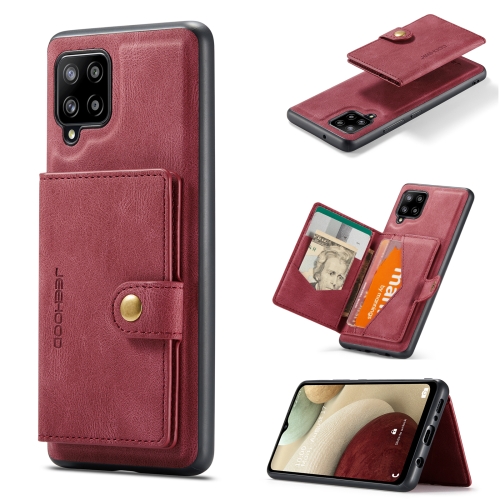 

For Samsung Galaxy A12 5G JEEHOOD Retro Magnetic Detachable Protective Case with Wallet & Card Slot & Holder(Red)