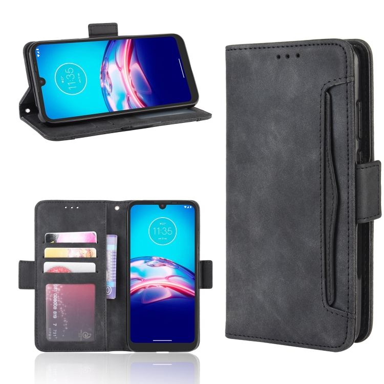 

For Motorola Moto E6s (2020) Skin Feel Calf Pattern Horizontal Flip Leather Case with Holder & Card Slots & Photo Frame(Black)