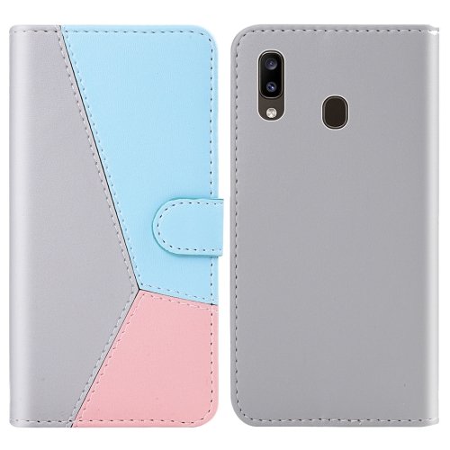 

For Galaxy A10e / A20e Tricolor Stitching Horizontal Flip TPU + PU Leather Case with Holder & Card Slots & Wallet(Grey)