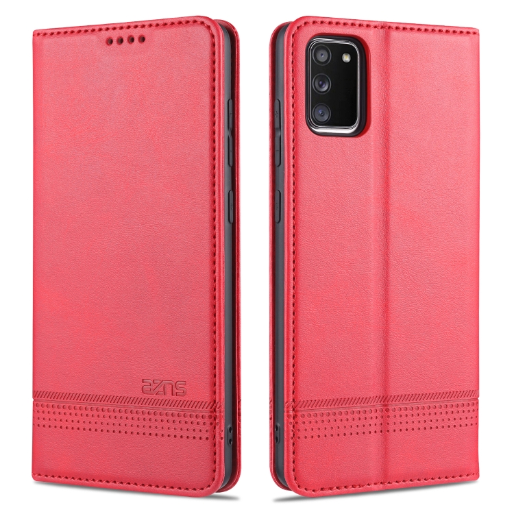 

For Samsung Galaxy A02s AZNS Magnetic Calf Texture Horizontal Flip Leather Case with Card Slots & Holder & Wallet(Red)