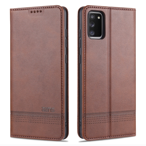 

For Samsung Galaxy A02s AZNS Magnetic Calf Texture Horizontal Flip Leather Case with Card Slots & Holder & Wallet(Dark Brown)