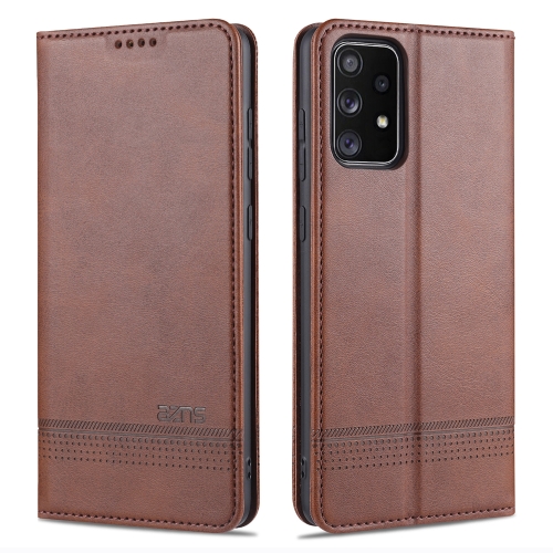 

For Samsung Galaxy A52 5G / 4G AZNS Magnetic Calf Texture Horizontal Flip Leather Case with Card Slots & Holder & Wallet(Dark Brown)
