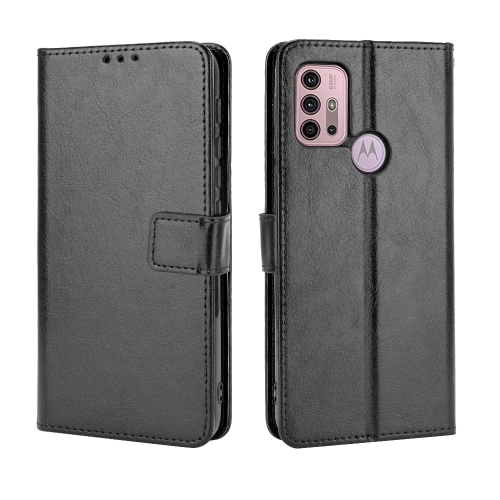 

For Motorola Moto G10 Retro Crazy Horse Texture Horizontal Flip Leather Case with Holder & Card Slots & Lanyard(Black)