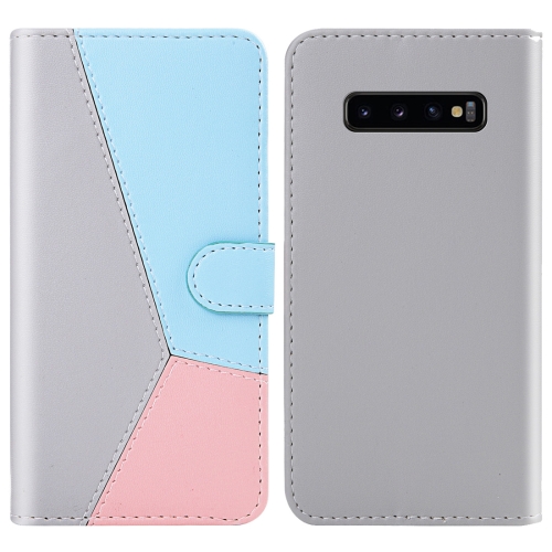 

For Galaxy S10 5G Tricolor Stitching Horizontal Flip TPU + PU Leather Case with Holder & Card Slots & Wallet(Grey)