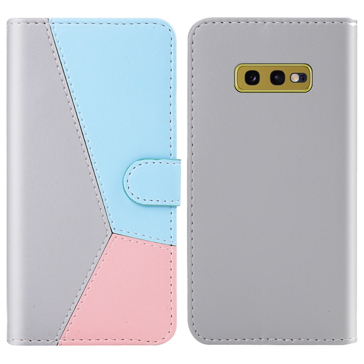 

For Galaxy S10e Tricolor Stitching Horizontal Flip TPU + PU Leather Case with Holder & Card Slots & Wallet(Grey)