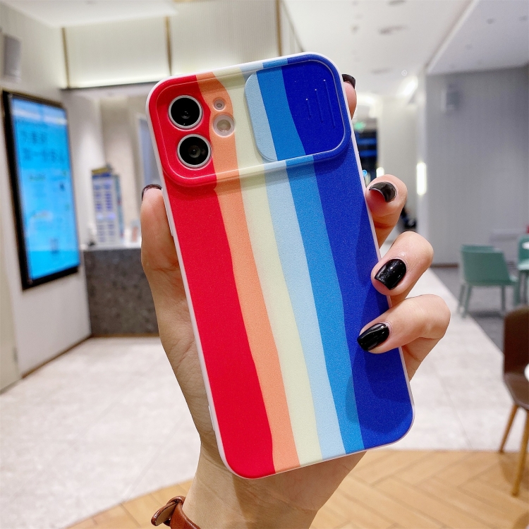 

Rainbow Sliding Lens Cover Design Shockproof Protective Case For iPhone 11(B)