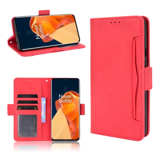 

For OnePlus 9 Pro Skin Feel Calf Pattern Horizontal Flip Leather Case with Holder & Card Slots & Photo Frame(Red)