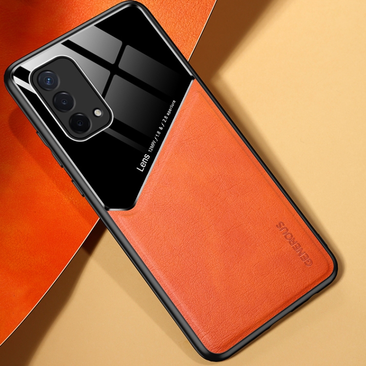 

For OPPO A93 All-inclusive Leather + Organic Glass Protective Case with Metal Iron Sheet(Yellow)