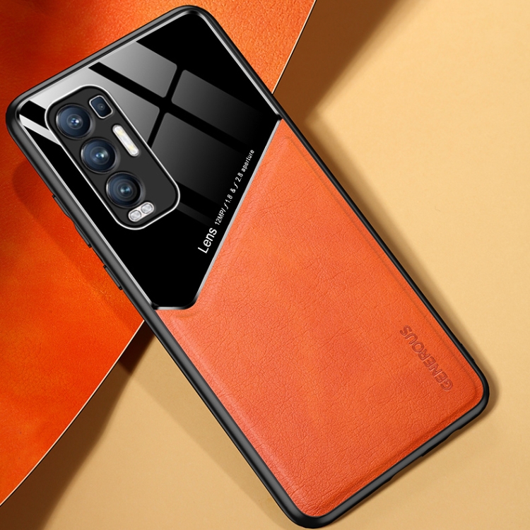 

For OPPO Reno5 Pro Plus All-inclusive Leather + Organic Glass Protective Case with Metal Iron Sheet(Yellow)