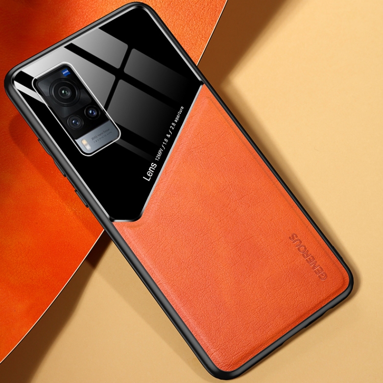 

For vivo X60 All-inclusive Leather + Organic Glass Protective Case with Metal Iron Sheet (Yellow)
