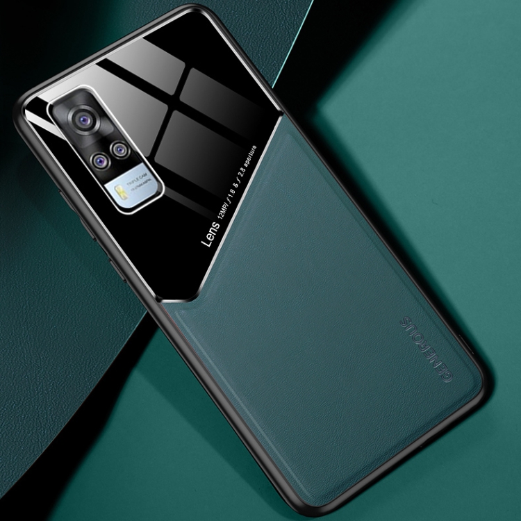 

For vivo Y51 (2020 Indian Version) All-inclusive Leather + Organic Glass Protective Case with Metal Iron Sheet (Green)