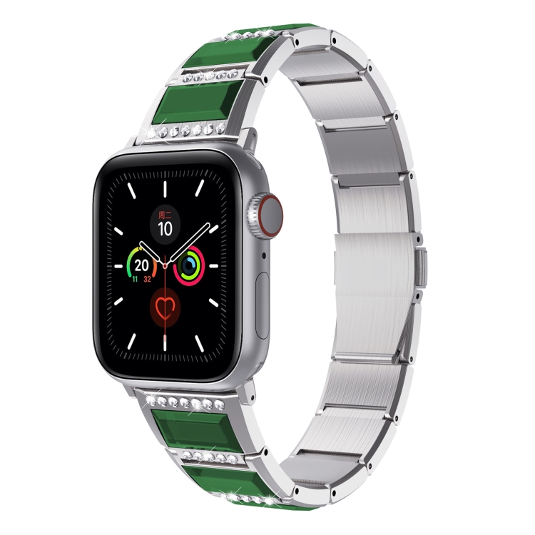 

XingYao Series Two-tone Steel Strap For Apple Watch Series 6 & SE & 5 & 4 40mm / 3 & 2 & 1 38mm(Silver+Green)