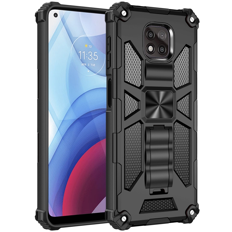 

For Motorola Moto G Power (2021) Shockproof TPU + PC Magnetic Protective Case with Holder(Black)