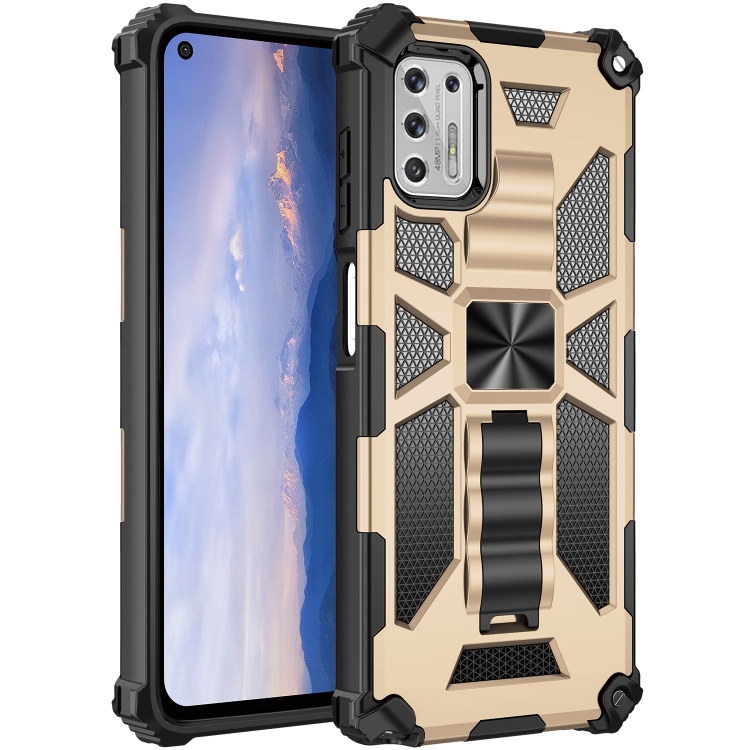 

For Motorola Moto G Stylus (2021) Shockproof TPU + PC Magnetic Protective Case with Holder(Gold)