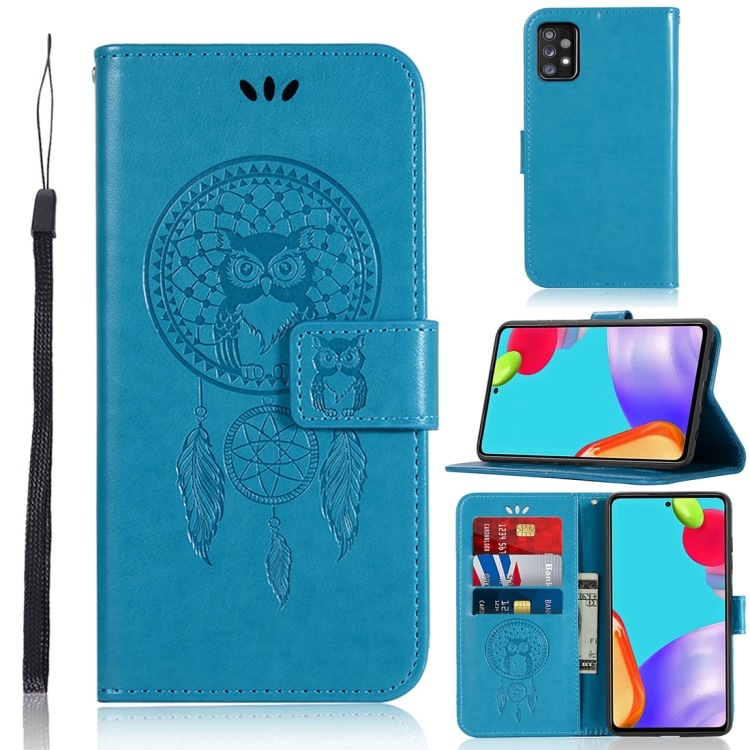 

For Samsung Galaxy A52 5G / 4G Wind Chime Owl Embossing Pattern Horizontal Flip Leather Case with Holder & Card Slots & Wallet(Blue)