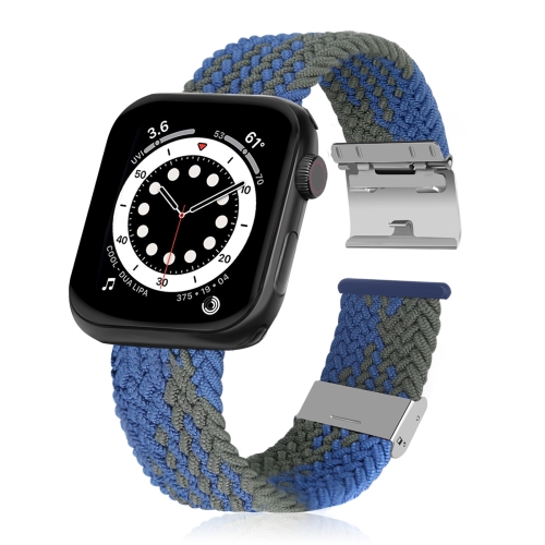 

Braided + Stainless Steel Replacement Watchbands For Apple Watch Series 7 41mm / 6 & SE & 5 & 4 40mm / 3 & 2 & 1 38mm(Blue Green)