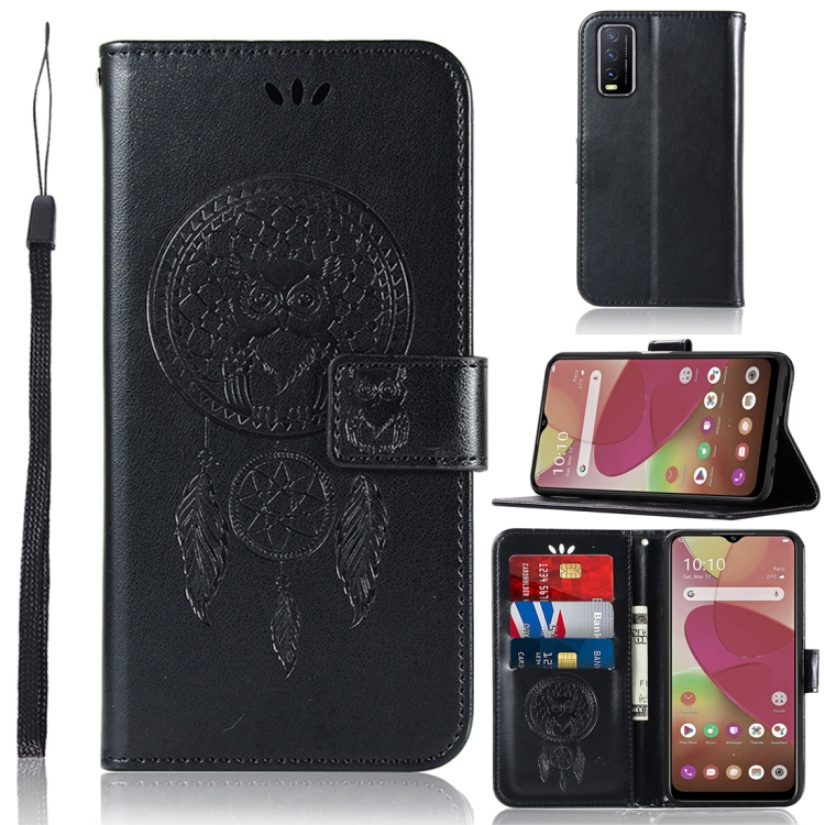 

For vivo Y11s Wind Chime Owl Embossing Pattern Horizontal Flip Leather Case with Holder & Card Slots & Wallet(Black)