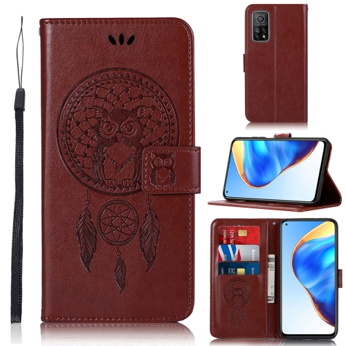 

For Xiaomi Mi 10T 5G Wind Chime Owl Embossing Pattern Horizontal Flip Leather Case with Holder & Card Slots & Wallet(Brown)