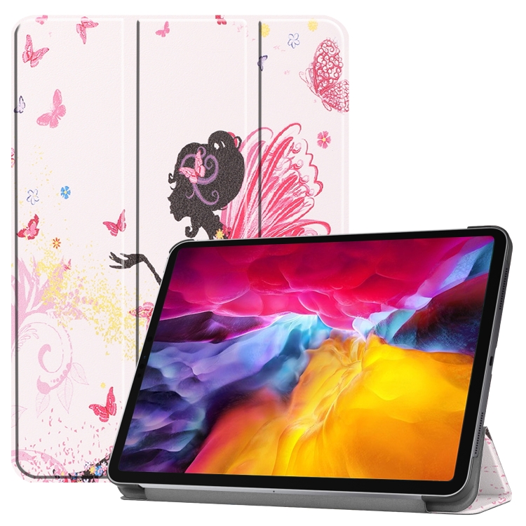 

Colored Drawing Horizontal Flip PC + PU Leather Case with Three-folding Holder & Sleep / Wake-up Function For iPad Pro 11 (2021)(Elf Girl)